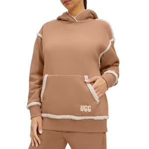 UGG Joanne Sherpa Trim Hoodie - Heather Camel color - size S
